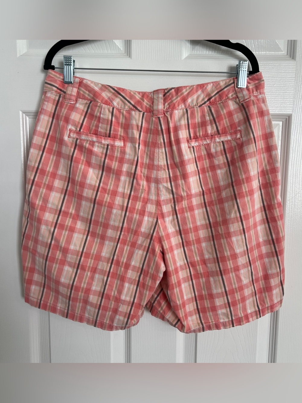 Coastal Preppy Pink Plaid Bermuda Shorts Women's Size 12 Classic Elements - Picture 4 of 5
